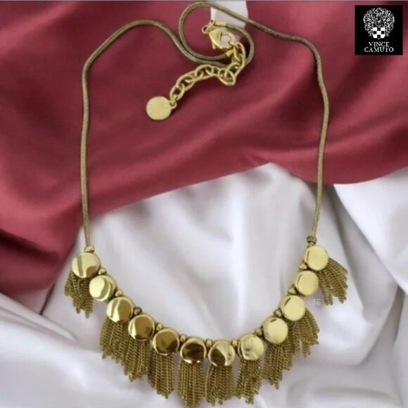 VINCE CAMUTO Tribal Core Gold-Tone Fringe Statement Necklace - Picture 10 of 11